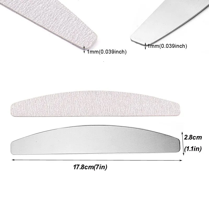 100 Pcs/Lot Replacement Nail Files 80/100/180/240 Grit Half Moon Grey Sandpaper Pads With Metal Handle Removable Durable Files 250214