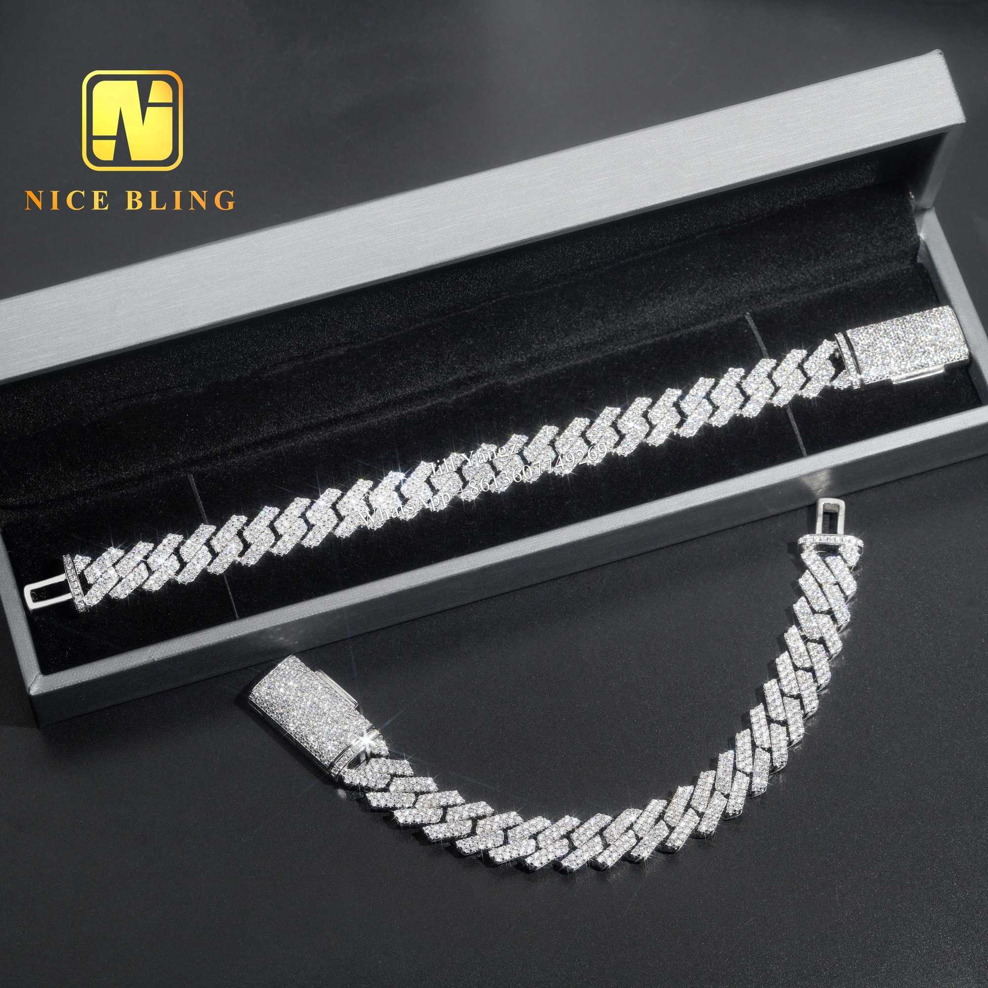 Ready Stocks 16 Year Cuban Chain Manufacturer 13mm Moissanite Diamond Hip Hop Iced Out Jewelry Necklaces 925 Sterling Silver