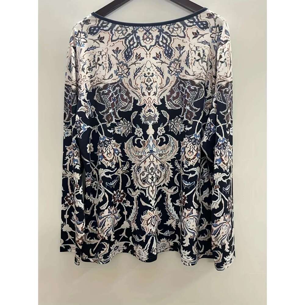 Plus-Size T-Shirt Leisure Fashion Printed Long-Sleeved T-Shirt,Plus-Size Women's Clothing