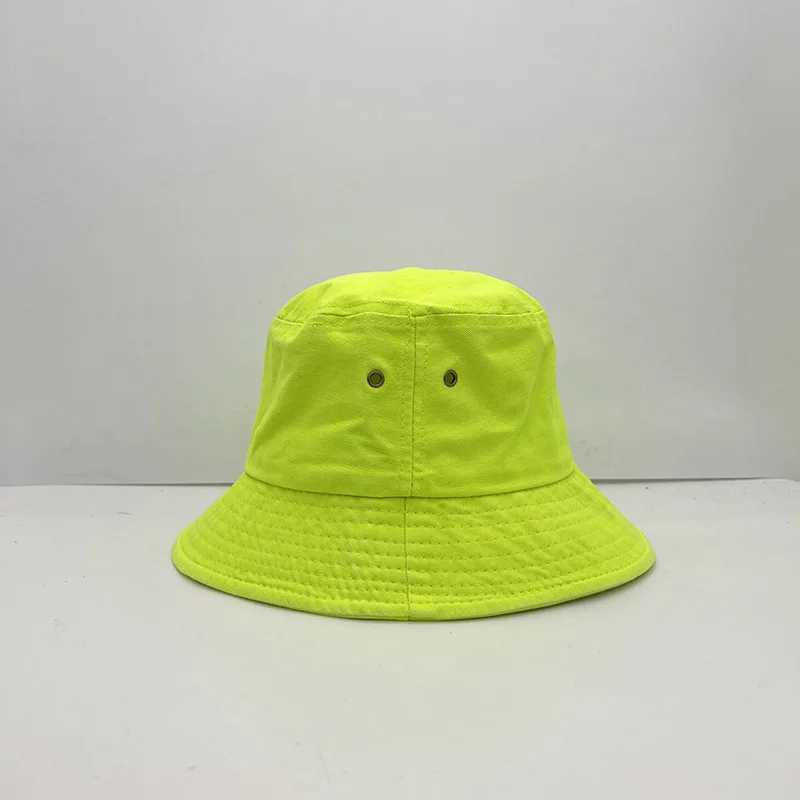 Fluorescent green bucket hat seasonal candy color personalized street dance fashion womens and mens fisherman hats W250217
