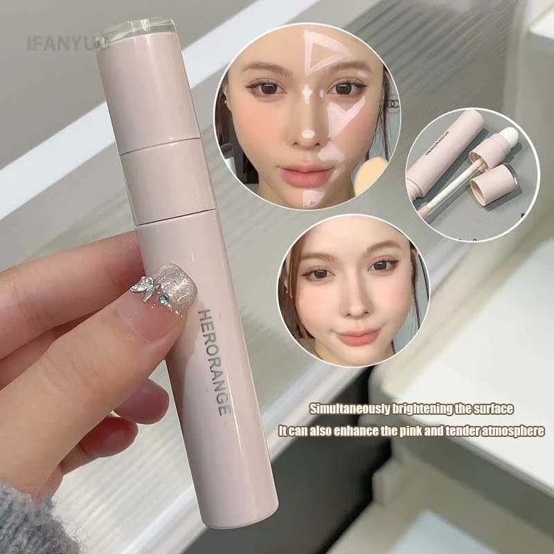 Double-ended Liquid Contouring Highlighter Bronzer with Brush Face Outline Nose Shadow Natural Concealer Contour Brighten StickW250217