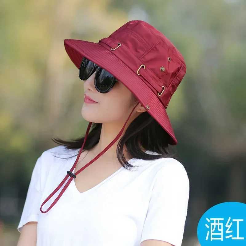 Unisex Summer Sunscreen Wide Brim Bucket Hats Women UV Protection Waterproof Panama Caps Hunting Sun Fisherman Hat for Mens Bob W250217