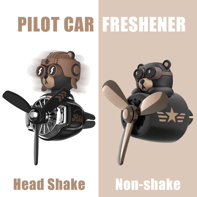 Rotating airplane pilot bear car air fresheners accessories interior decorations fan vent clips perfume fragrance diffuser aroma 250214