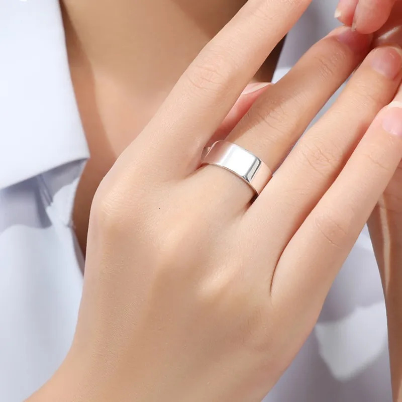 S999 Silver Rings for Women Men Fashion Smooth 4mm 5mm 6mm 8mm Lovers-rings WholesaleArgentum Punk Jewelry Adjustable Size 250213