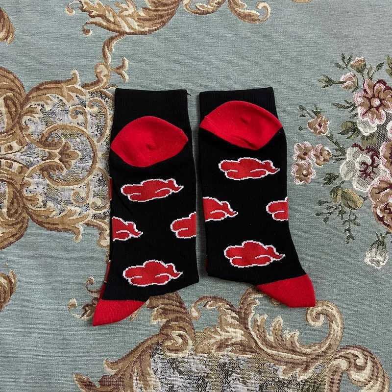Anime Sockings Red Cloud Akatsuki High Quality Socks Ninja Unisex Adult Cotton Socks Halloween Cosplay Outdoor W250217