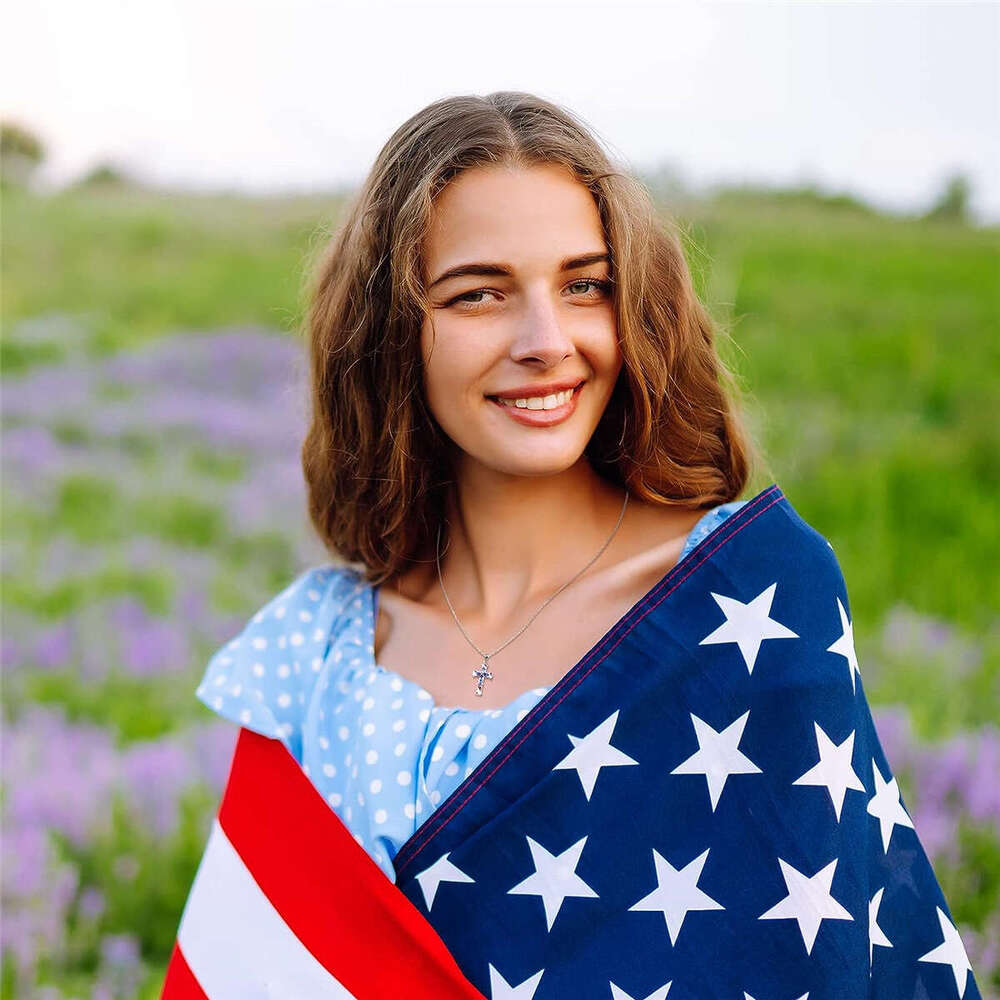 Explosive American Cross Necklace Men's and Women's Star Spangled Banner Independence Day Carnival Party Accessories