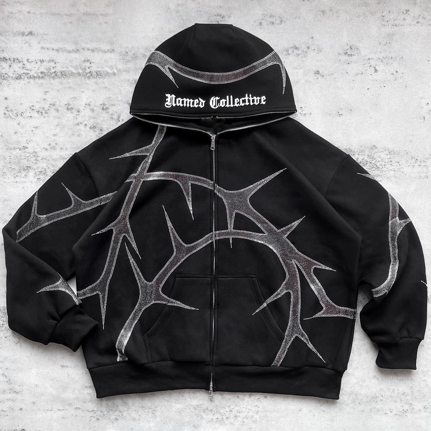 2025S designer printed with hot stamping diamond hooded cardigan full zipper loose fit men and women trendy brand hoodie jacket