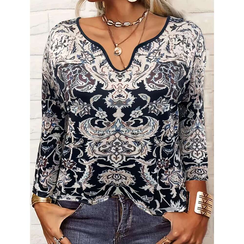 Plus-Size T-Shirt Leisure Fashion Printed Long-Sleeved T-Shirt,Plus-Size Women's Clothing
