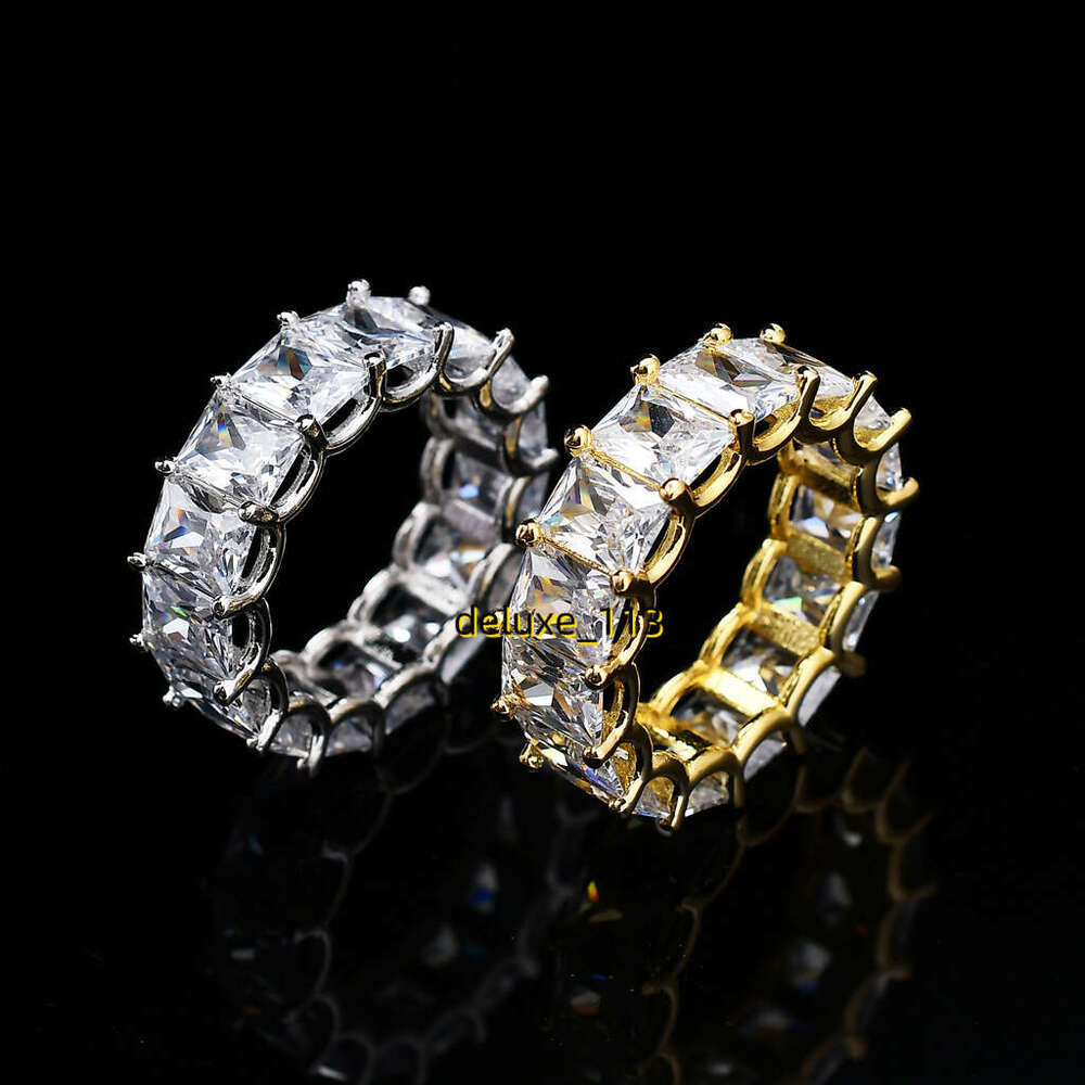 New Square Moissanite Gold Nightclub Men's Hip Hop Ring