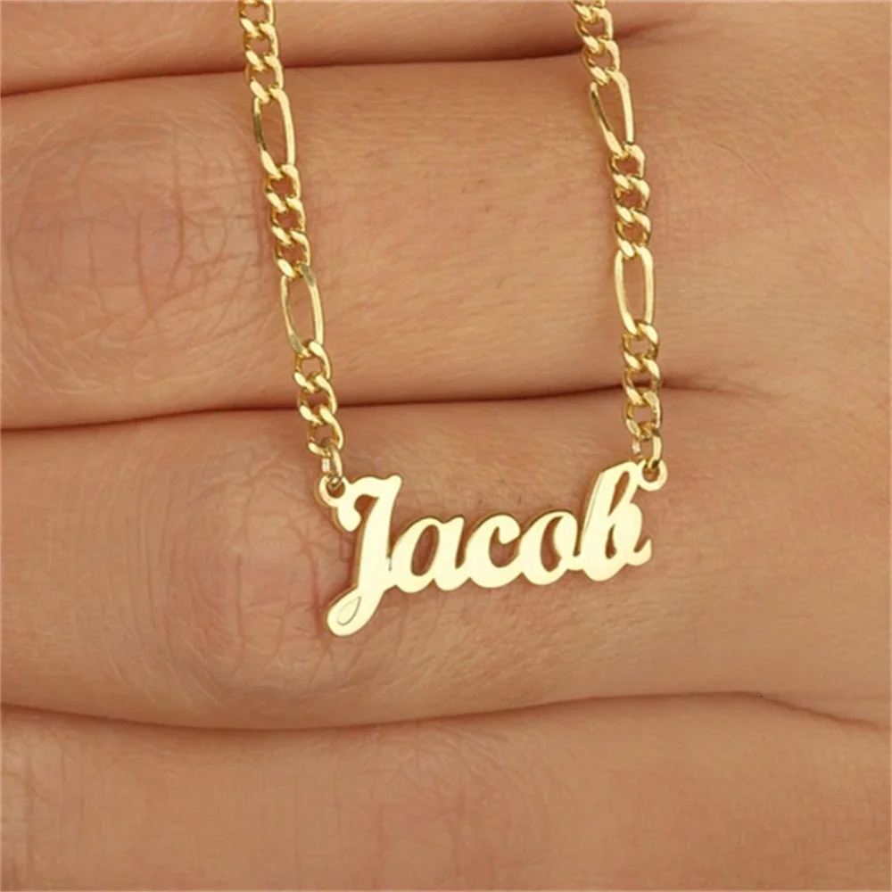 Jewelry Name Custom Necklaces for Men Nameplate Stainless Steel Women Silver Personalized Letter Necklace Gift 2023 250210