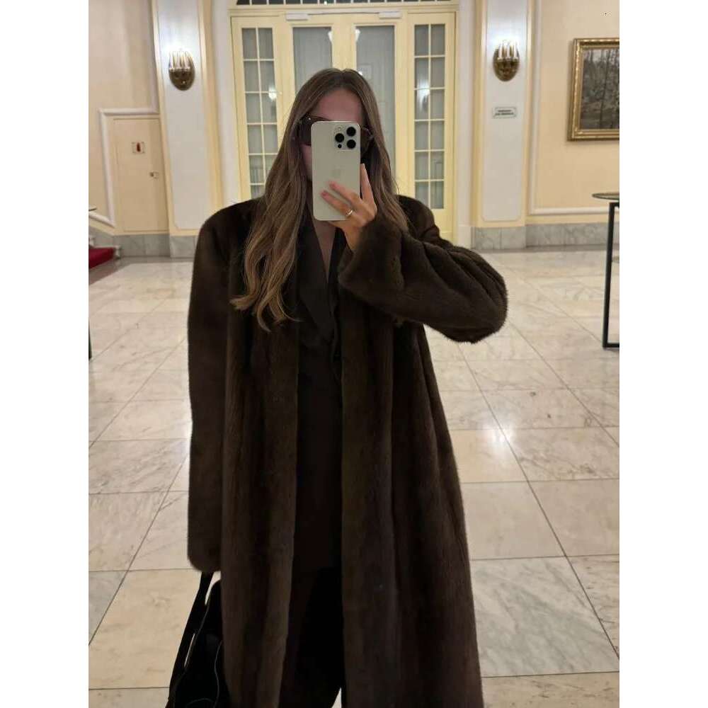Women's Soft Thicken Warm Hairy Faux Fox Fur Coat Fashion Oversized Brown Long Sleeve Fluffy Jacket 2024 Lady Streetwear