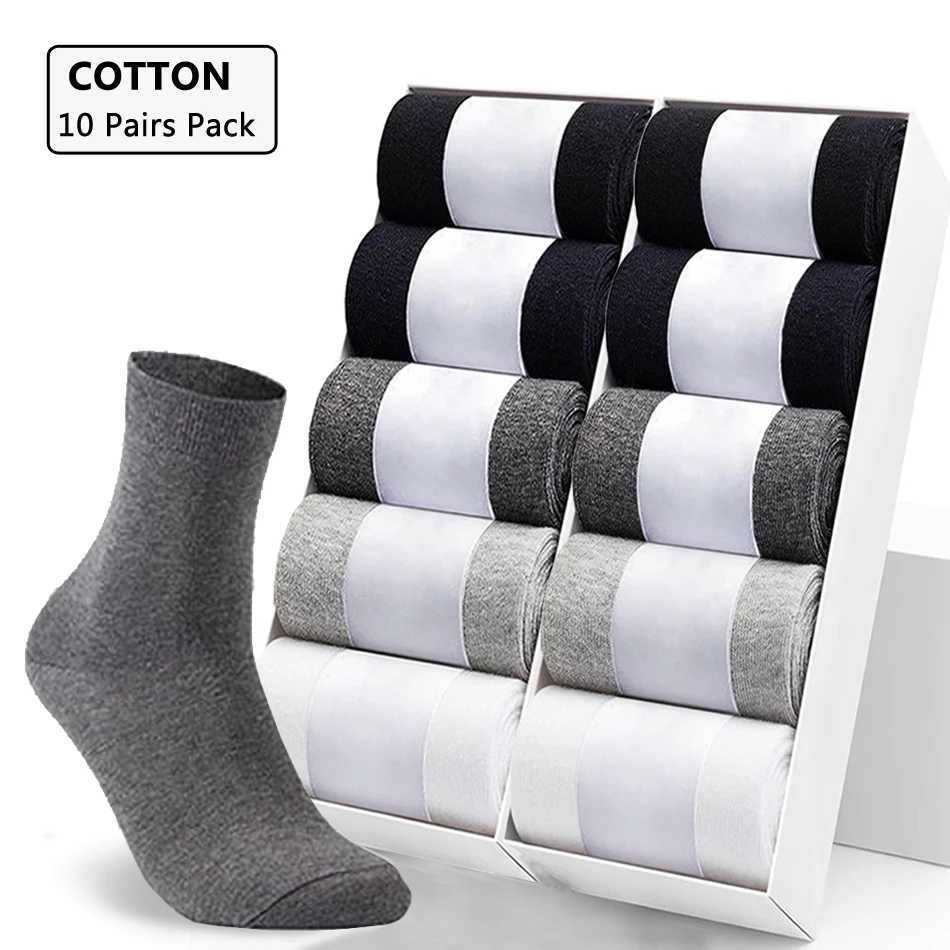 0 Pairs Mens Cotton Socks New Style Black Business Men Socks Soft Breathable Summer Winter for Male Socks Plus Size 38-47 W250217