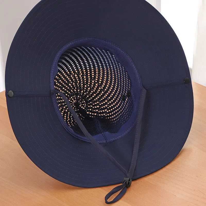10cm wide Brim mens sun hat UPF 50+Boonie hat summer UV protection outdoor fishing hiking hat breathable mesh bucket hat W250217