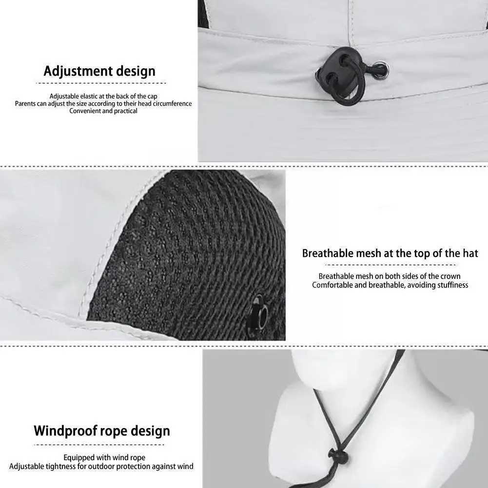 Fashion Summer Sun Hats UV Protection Outdoor Hunting Fishing Sun Cap Wide Brim Breathable Removable Fisherman Hat for Menbucket W250217