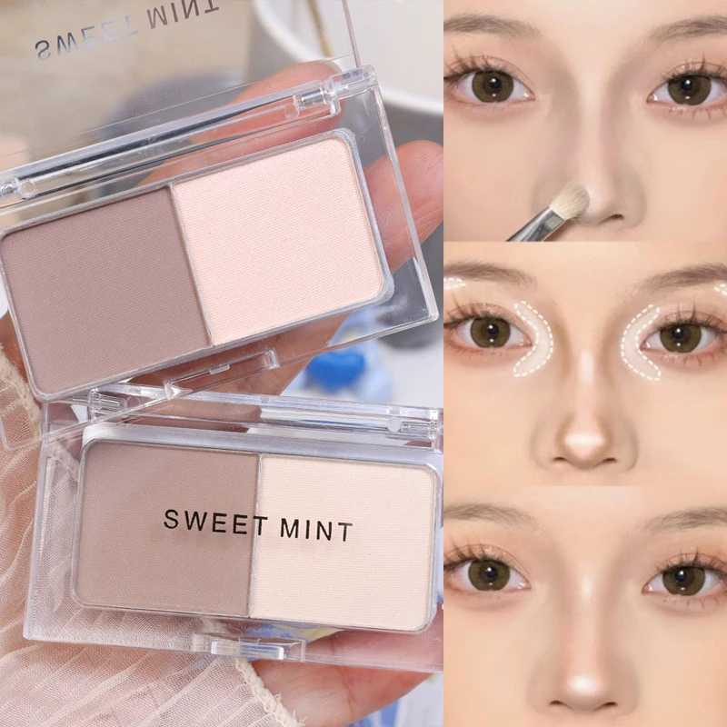 Two-tone 3D Nose Shadow Highlighter Palette 2 in 1 Matte Brighten Contouring Powder Grey Brown Eyebrow Powder High Gloss MakeupXJ250217