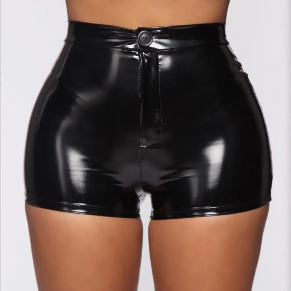 Women Faux Latex Leather Shorts Stretchy Slim High Waist Bodycon Biker Lady Skinny PU Casual Motorcycle Custom 250213