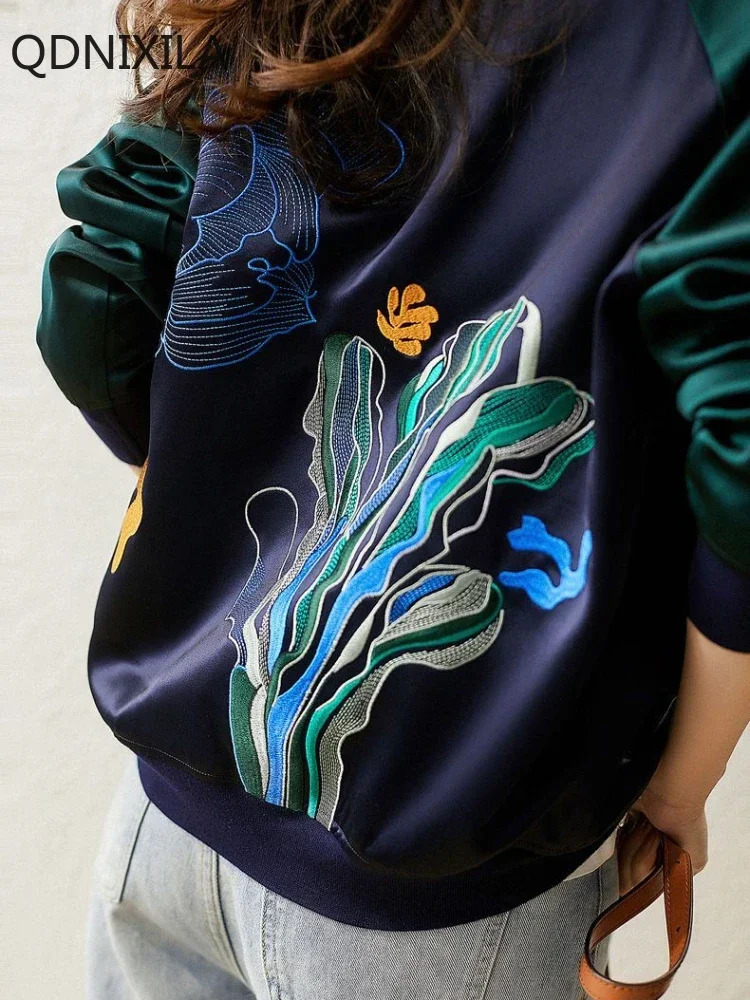 High End Simulation Silk Short Coat for Women ed Top Baseball Suit Jacket Outerwear Spring and Autumn 250213