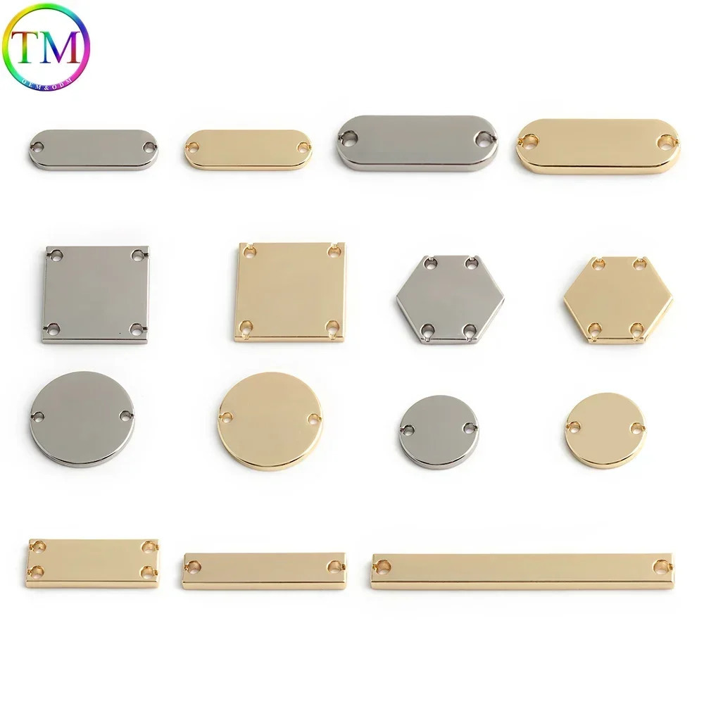 10-50-100PCS SquareHexagonRound Metal Printed Laser Sewing Labels For Pet Tags Bags Clothes Necklace Custom Name 250214