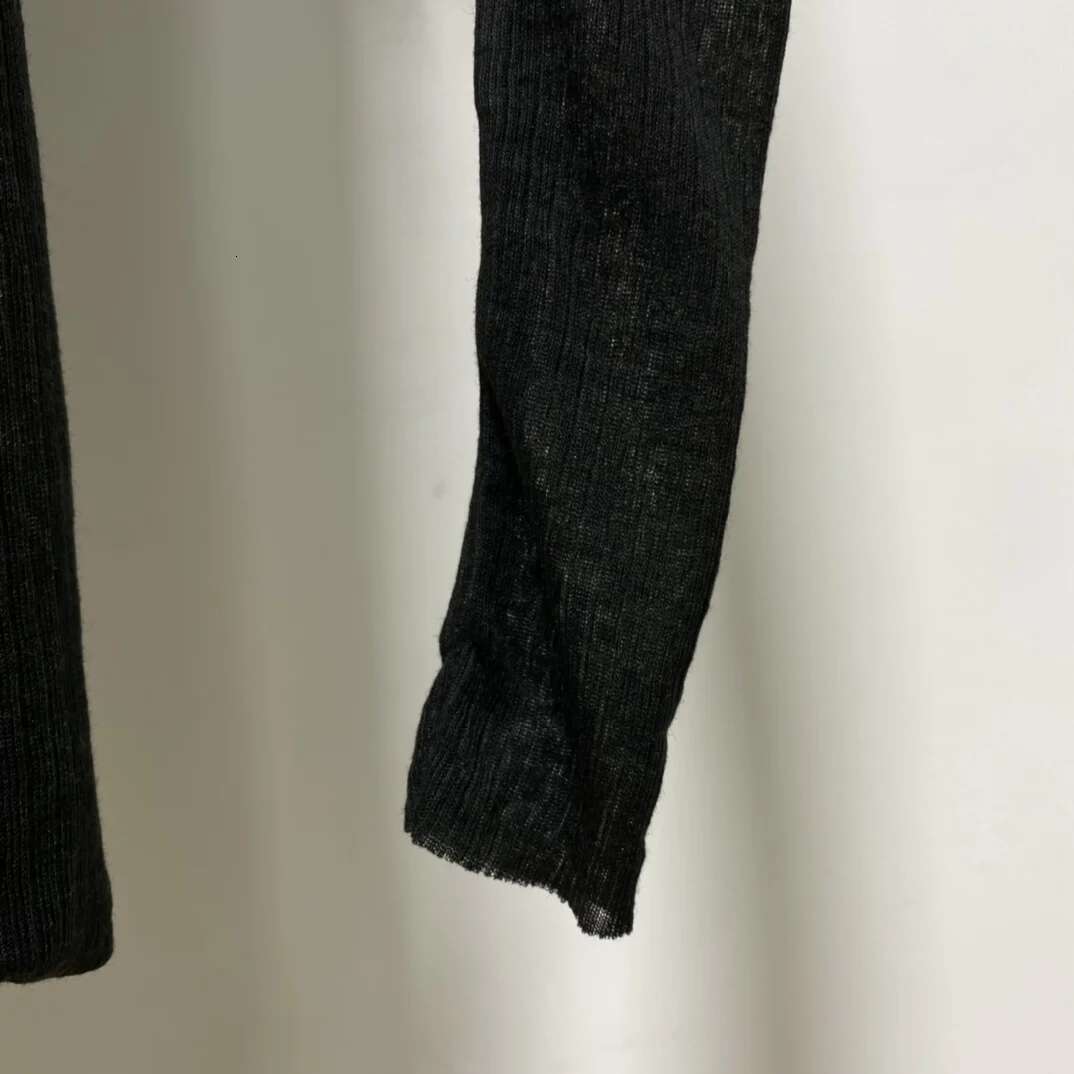 Women Brand Double Deck Halter T-shirt Original Splicing Design Luxury Black Top Next To The Skin Famous High Quality Knit Tees