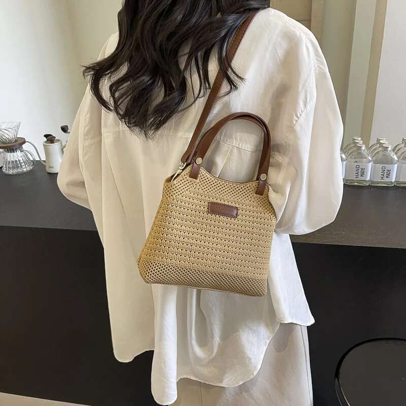 New Women s Fashion Woven Women s leisure Handbag trend Brand Designer Wallet Comparison Summer New Women s Slant Shoulder Bag Travel