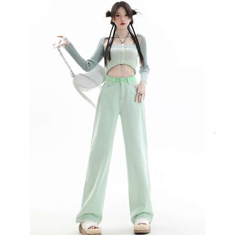 Pink Jeans Women High Waist American Street Y2k Wide Leg Pants Fashion Simple Baggy Vintage 2025 NEW Straight Autumn Trousers