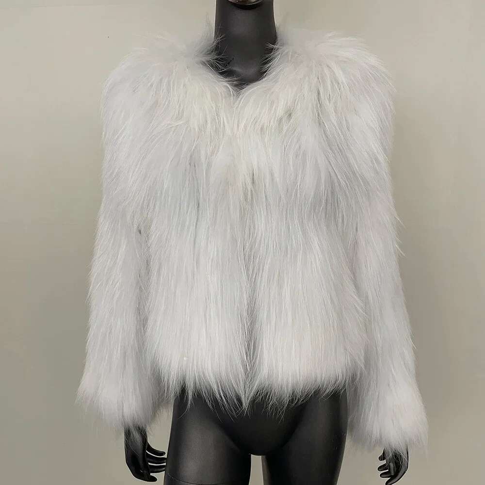 2024 Autumn and Winter New Natural Raccoon Double-sided Woven Fur Coat Thickened Women's Warm Leather Daily Commute