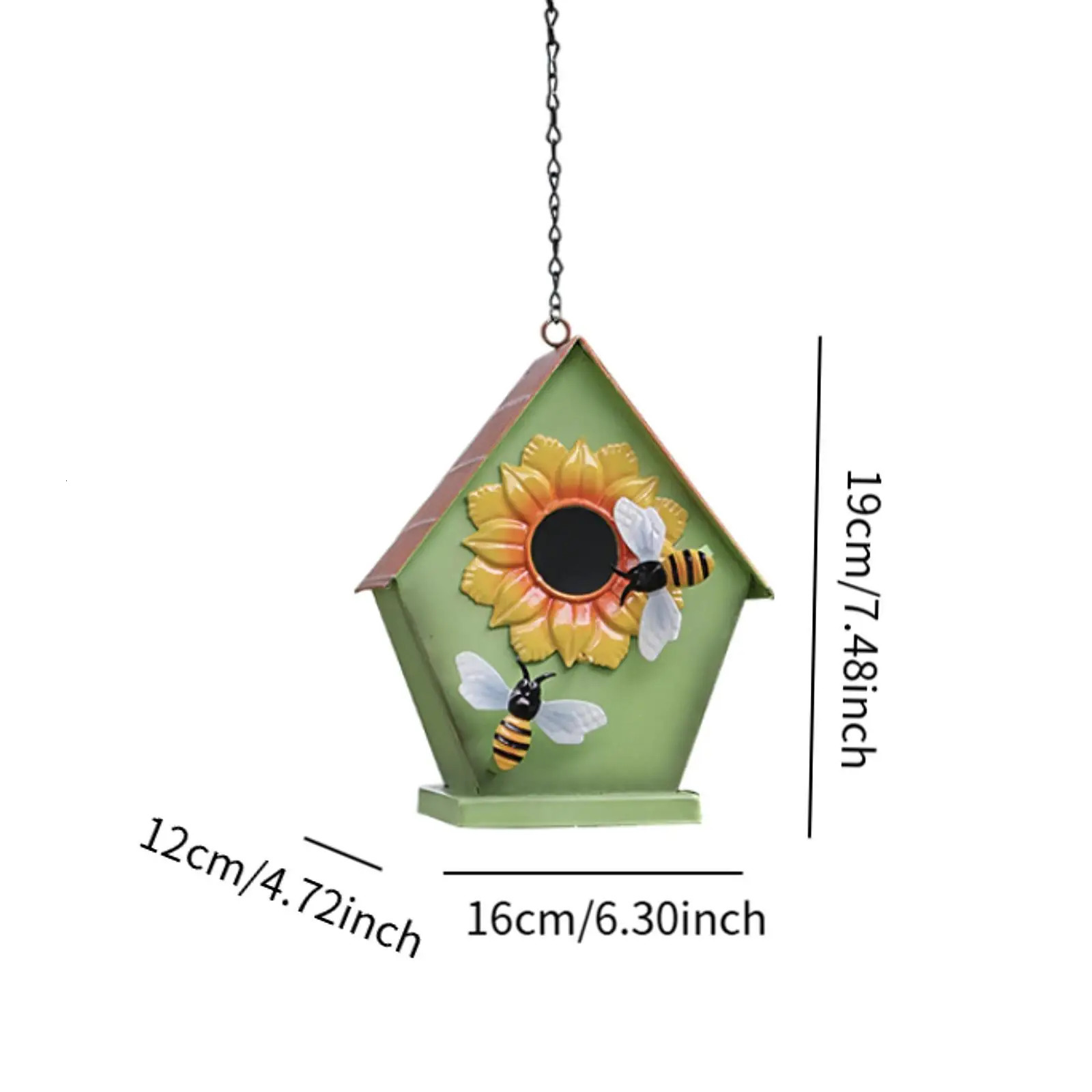 Metal Bird Nest Hanging Hut Birdhouse Patio Parakeets Yard Hummingbird House 250206