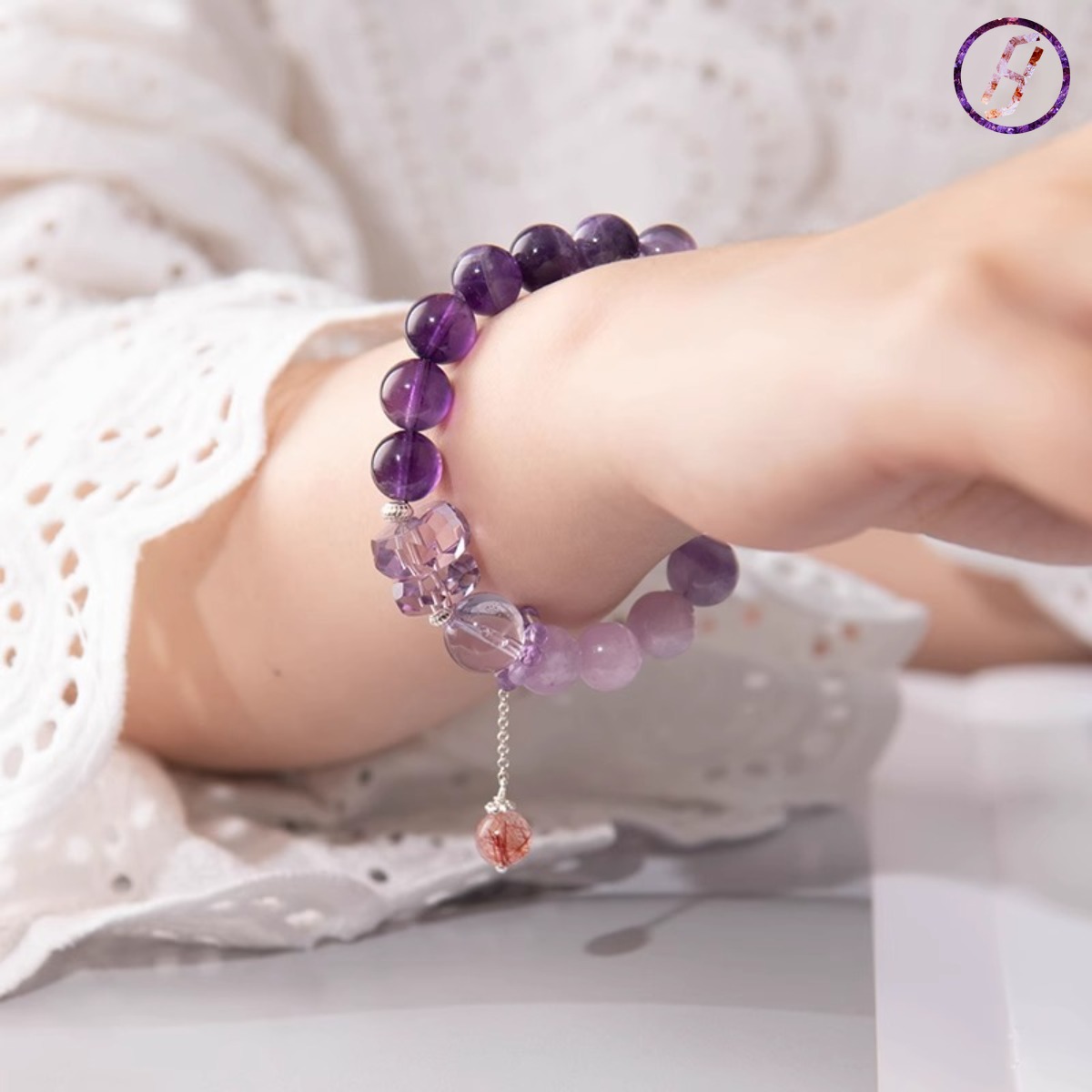 Brazilian Amethyst Vortex Bracelet - Feng Shui Energy Calibrated (380-420nm Spectral Certified),- I Ching Energy Matrix Programmed,, ISO 9001GIA Gemst