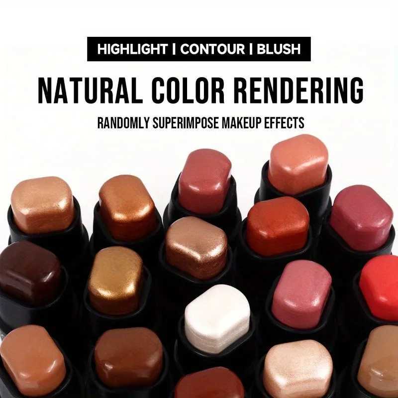 PECOLOVERS 6-Color Shimmer Highlighter Stick - Waterproof Strong Coverage for All Skin Tones Face Body IlluminatorW250217