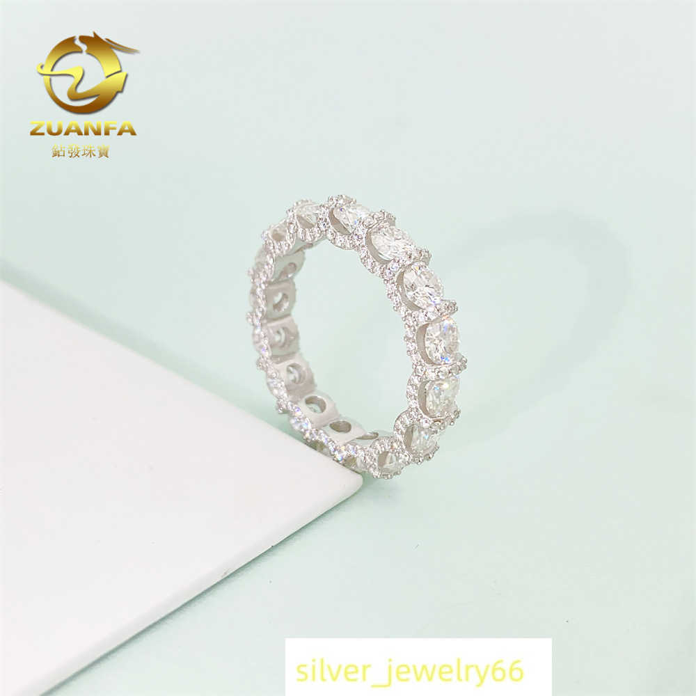 Hip hop 925 silver small set 4.0mm round full diamond moissani ring for men and women ins fashion personality