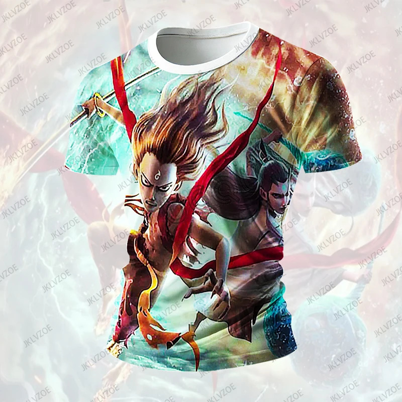 Arriavl 3D Print Nezha 2 The Demon Children Make Waves in the Sea T-shirt For Women Short Sleeve Tees Casual Men Tops 250217