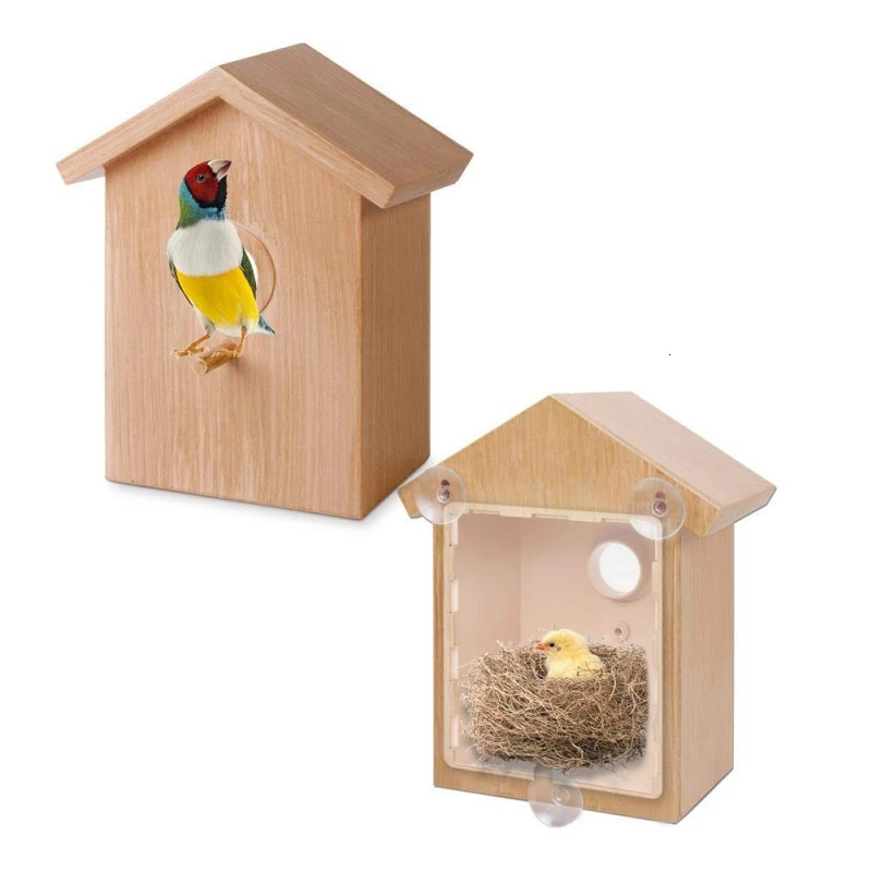 Pet Bird House Parakeet Nest Garden Tree Window Hanging Bird House Budgie Wood Breeding Box For Lovebirds Parrotlets Nest 250206
