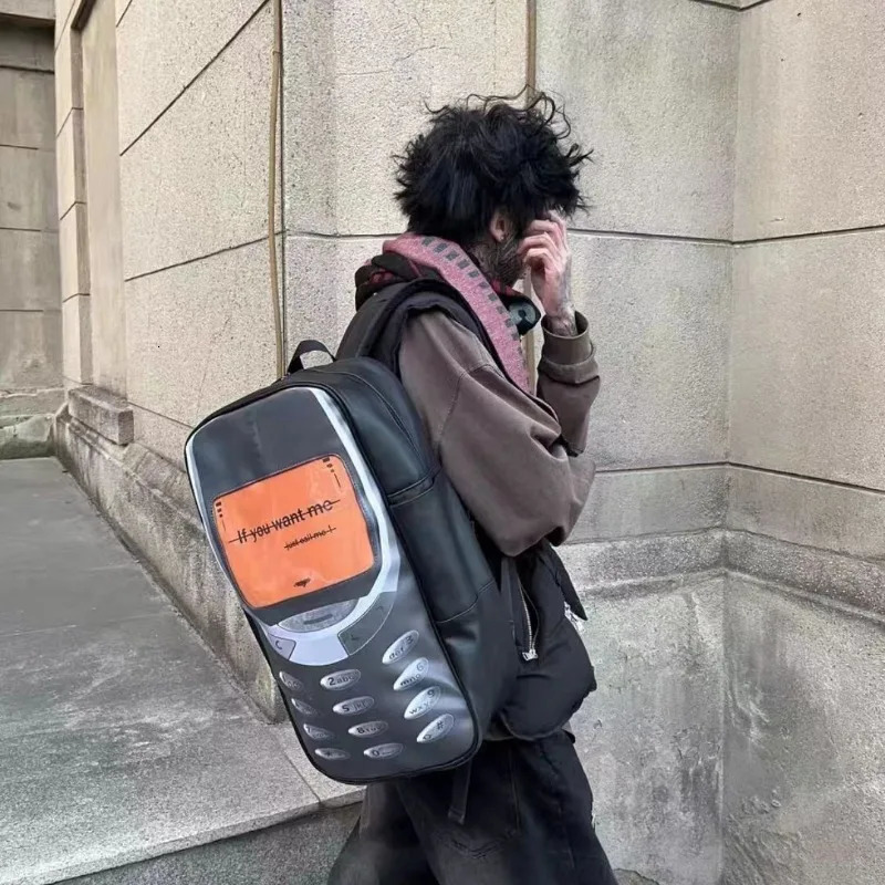2025 Personality Vintage Telephone Bags Y2k Aesthetic Streetwear Women Students Schoolbags High-capacity Funny Ins Backpacks Men 250318