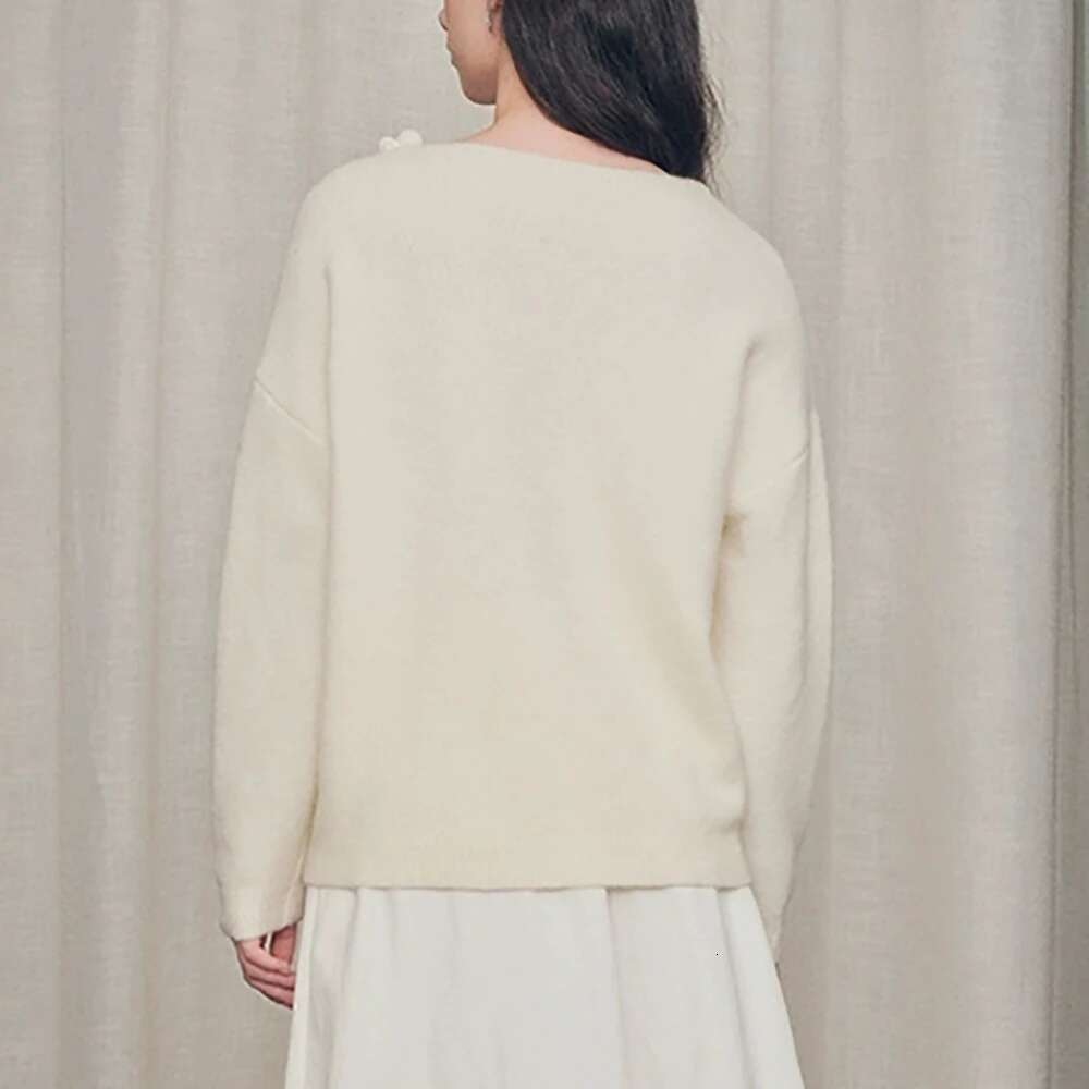 Stereoscc Wer Women Pullover Y2k Handmade Crochet Loose Casual V-Neck Long Sleeve Knit Tops Sweater 2025 Fall/Winter New