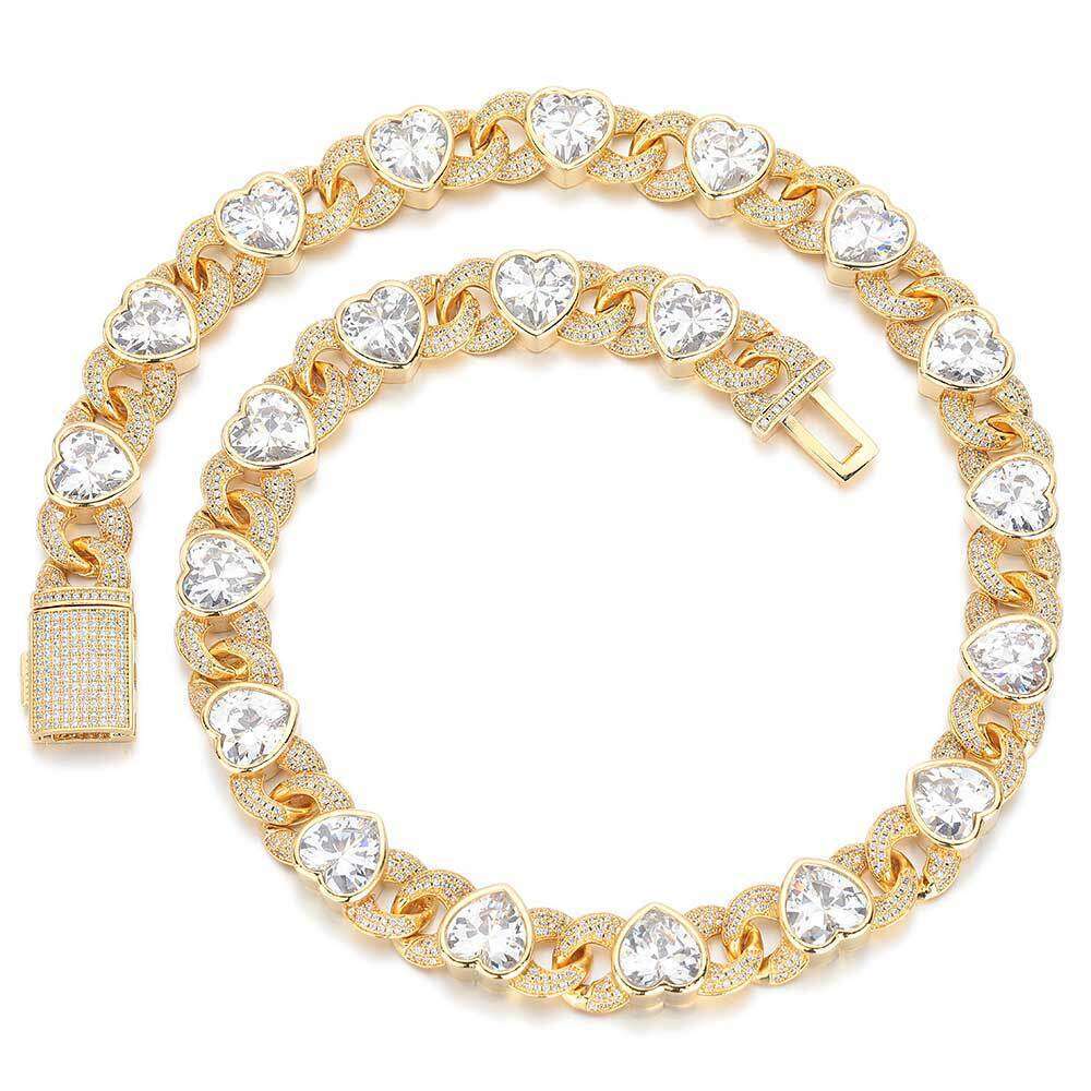 Hip Hop 12mm Love 8-e Cuban Chain Zircon Necklace Popular Jewelry Men's Bracelet