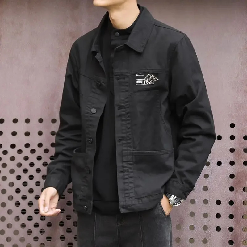 Korea Casual Button Denim Jackets Man Low Cost Trendy Price Stylish Washed On Board One Piece Original Cowboy Coat for Men 250210