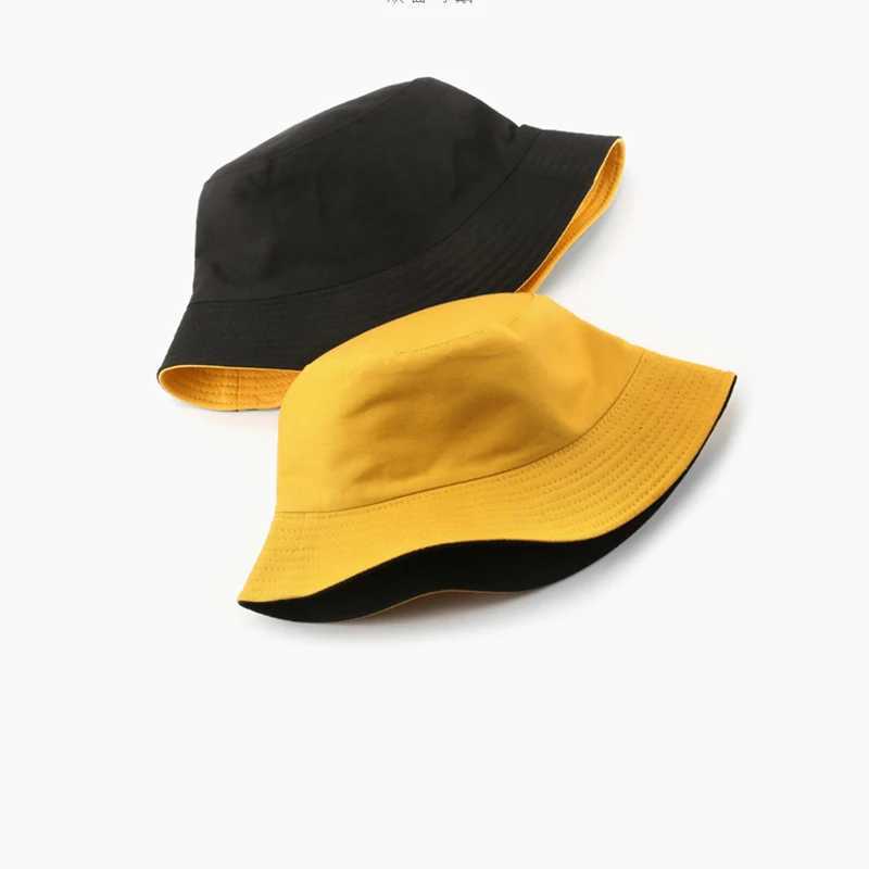 Double sided wear-resistant hat solid color bucket hat mens sun hat womens sun hat reversible fishermans hat Panama summer sun hat W250217