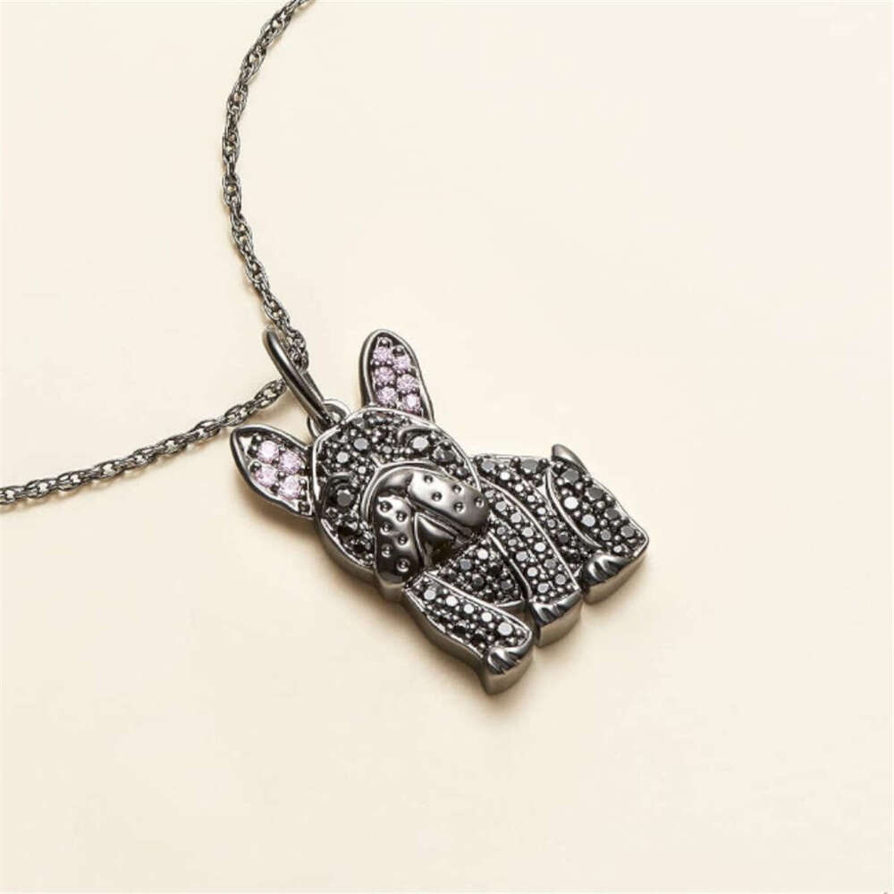 Temu Hot Selg Black French Bulldog Pendant Exquisite and Environmentally Friendly Zinc Alloy Die Cast Necklace