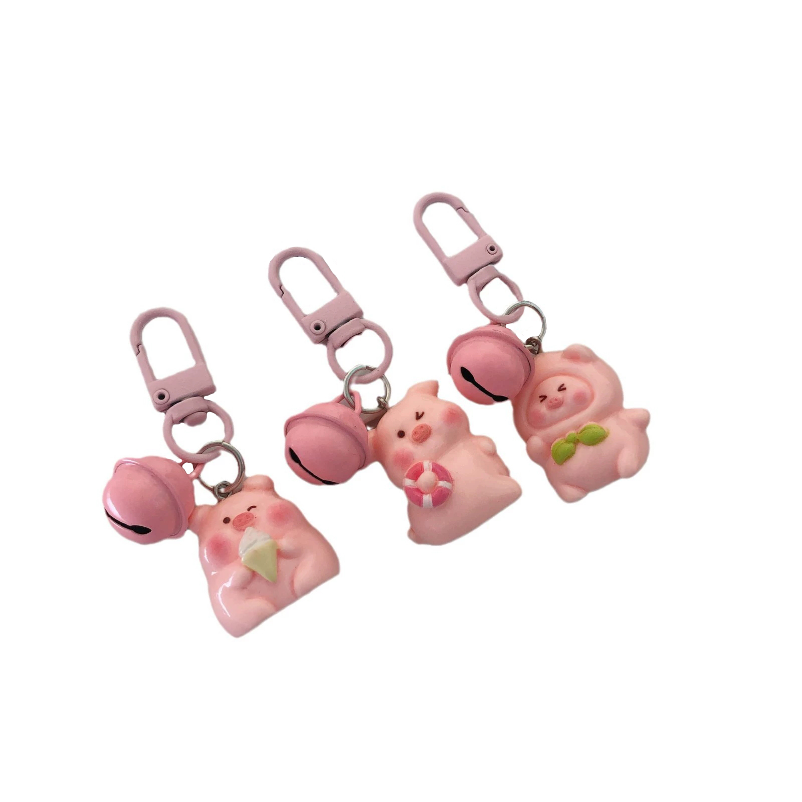 New Cute 3D Little Fat Pig Bell Keychain Girl Student Backpack Pendant Girlfriend Gift Cartoon Pendant