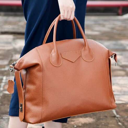 Genuine Leather Tote for Women Handbag Solid Color Vintage Shopper Purses Large Clutch Bag Female