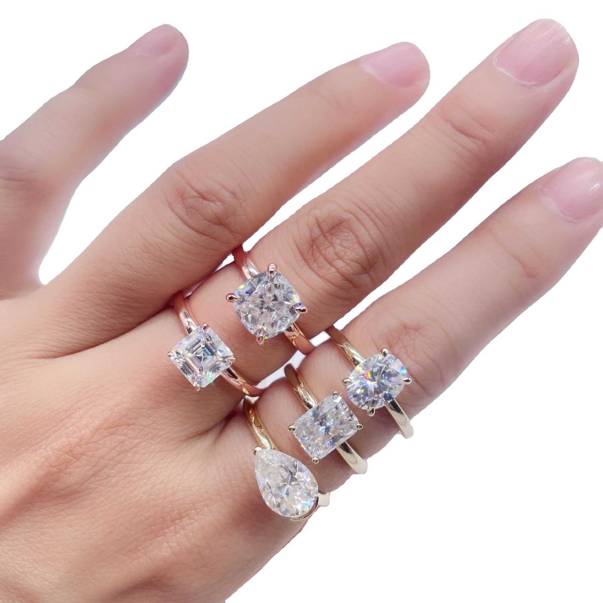 S925 pure silver plated with platinum shaped emerald Cherokee stone ring womens fashion personality trend internet celebrity niche
