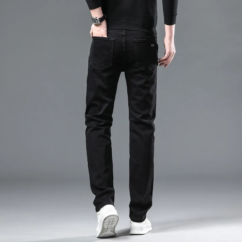 WTHINLEE Autumn Black Men Straight Jeans Business Casual Stretch Classic Denim Pants Regular Fit Comfortable Trousers Male 250214