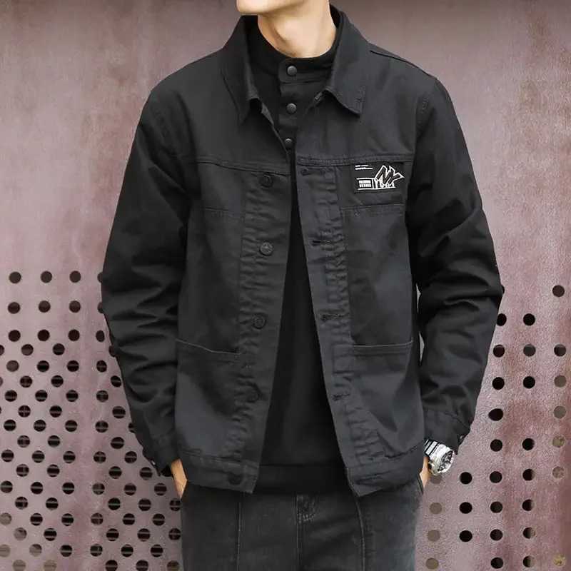 Korea Casual Button Denim Jackets Man Low Cost Trendy Price Stylish Washed On Board One Piece Original Cowboy Coat for Men 250210