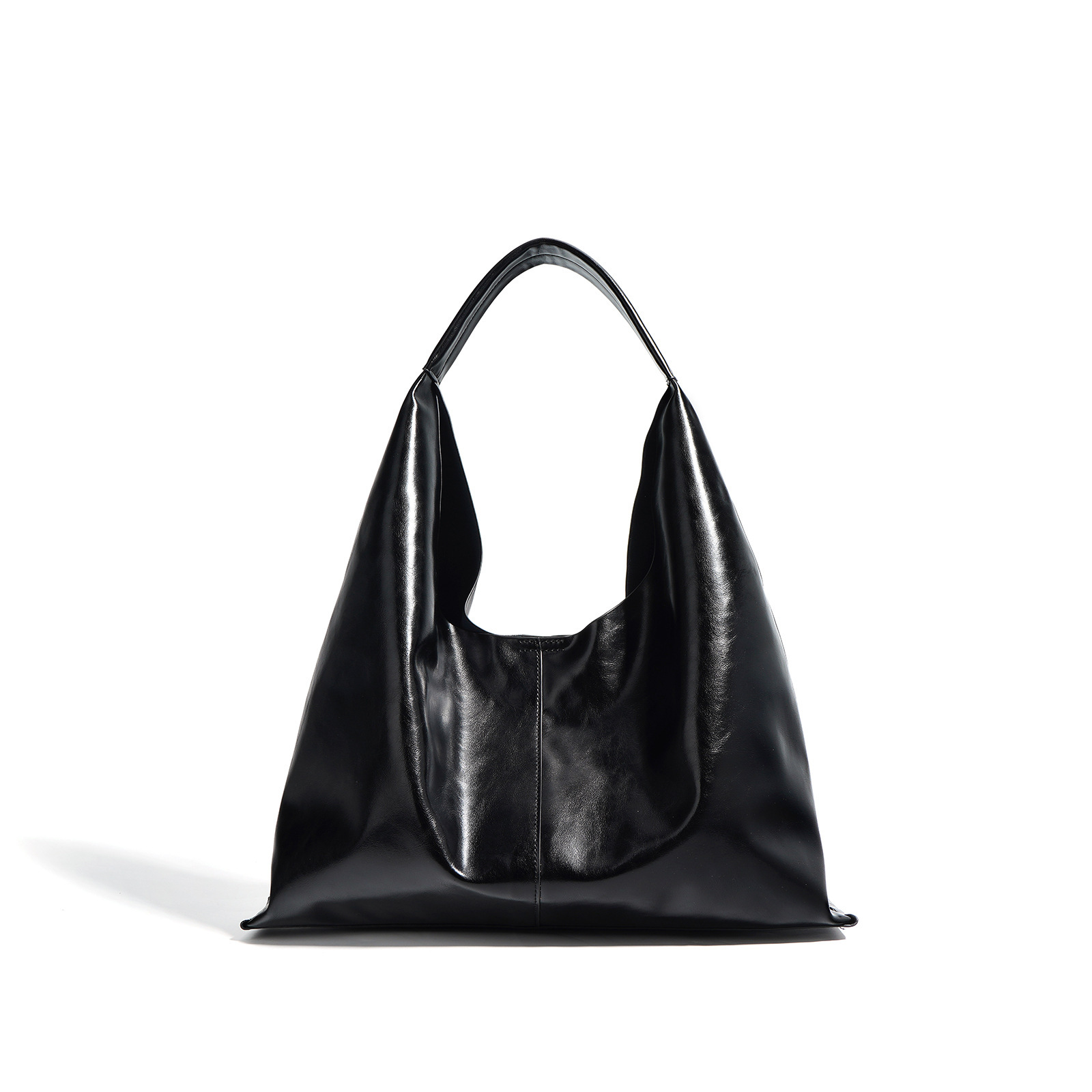 Bag Leather Capacity Casual Niche Design, High-End Feel, Cowhide Large Bag, Single Shoulder Armpit Bag