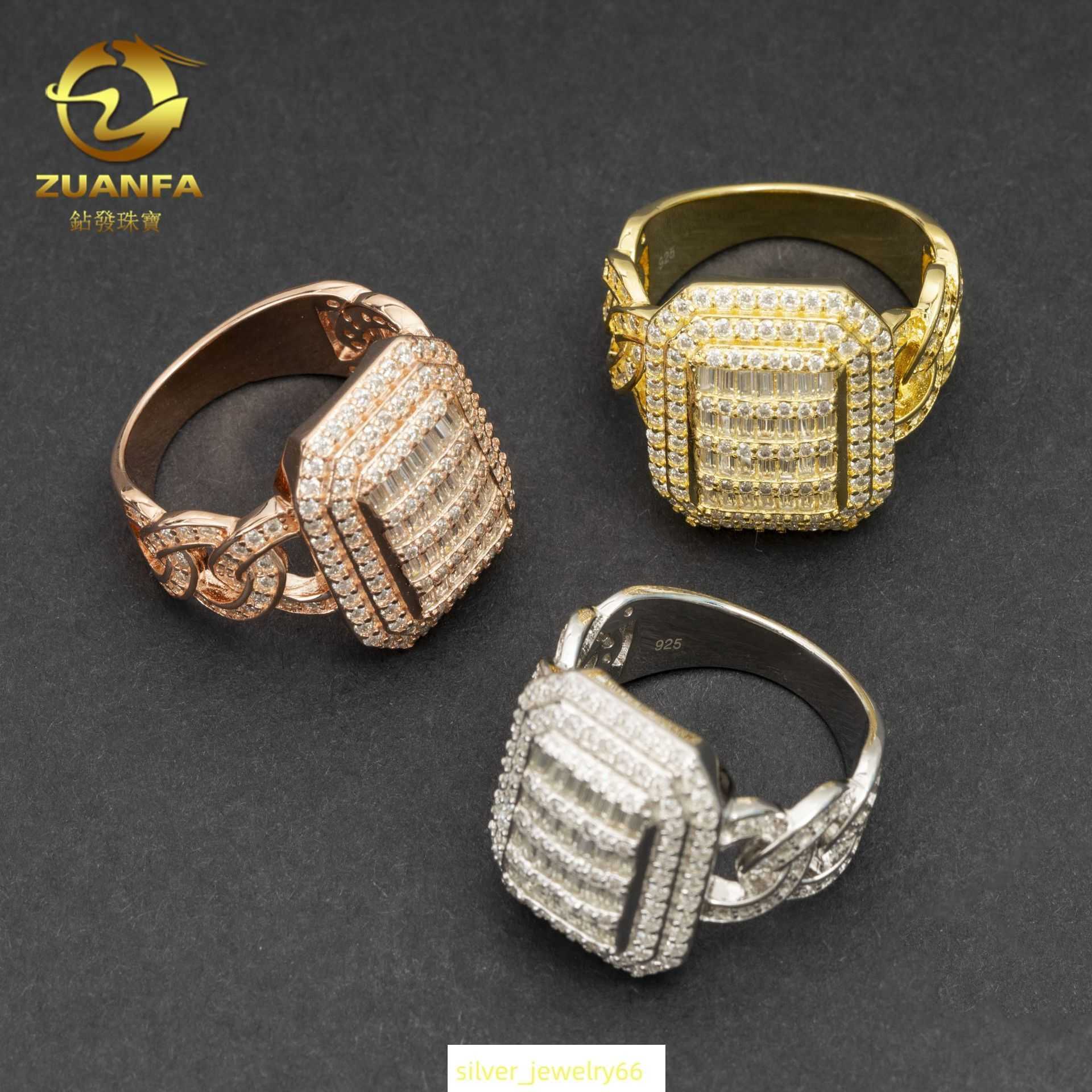 Hip Hop Hip Hop Ring S925 Silver Set D-Color Moissanite Classic Fashion Trend Ring for Men and Women