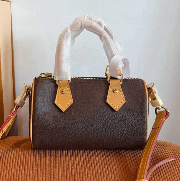 16cm Women Men Bags Shoulder Bags Top Designer Mini Nano Shoulder Bag Leather Denim Crossbody Luxury Brand Embossed Tote Purse Brown Flower Handbag