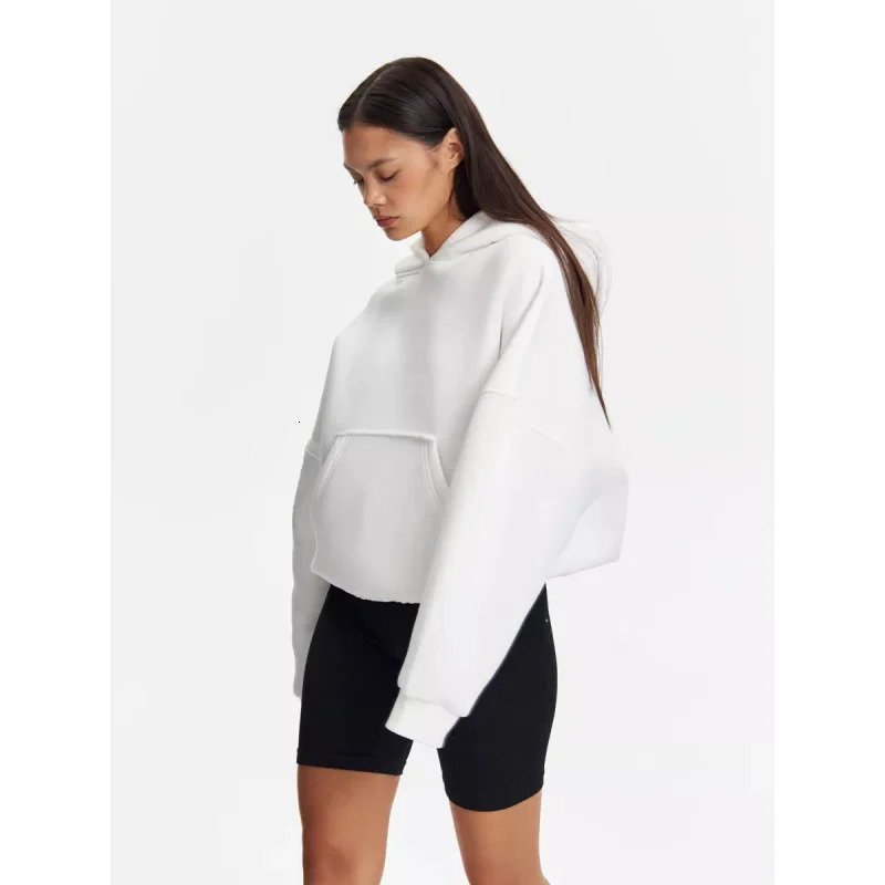 FallWinter Hoodie Solid Color Womens Leisure Sports Sweater Coat 250213