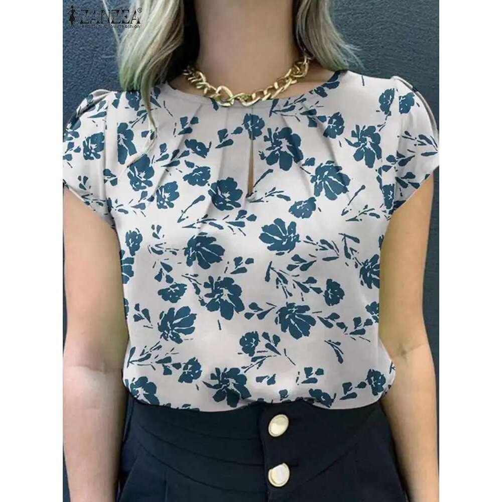 Elegant Women Short Sleeve Ral Blouse ZANZEA Summer Fashion Tunic Tops Bohemain Work Holiday Shirt Casual O Neck Blusas Femme