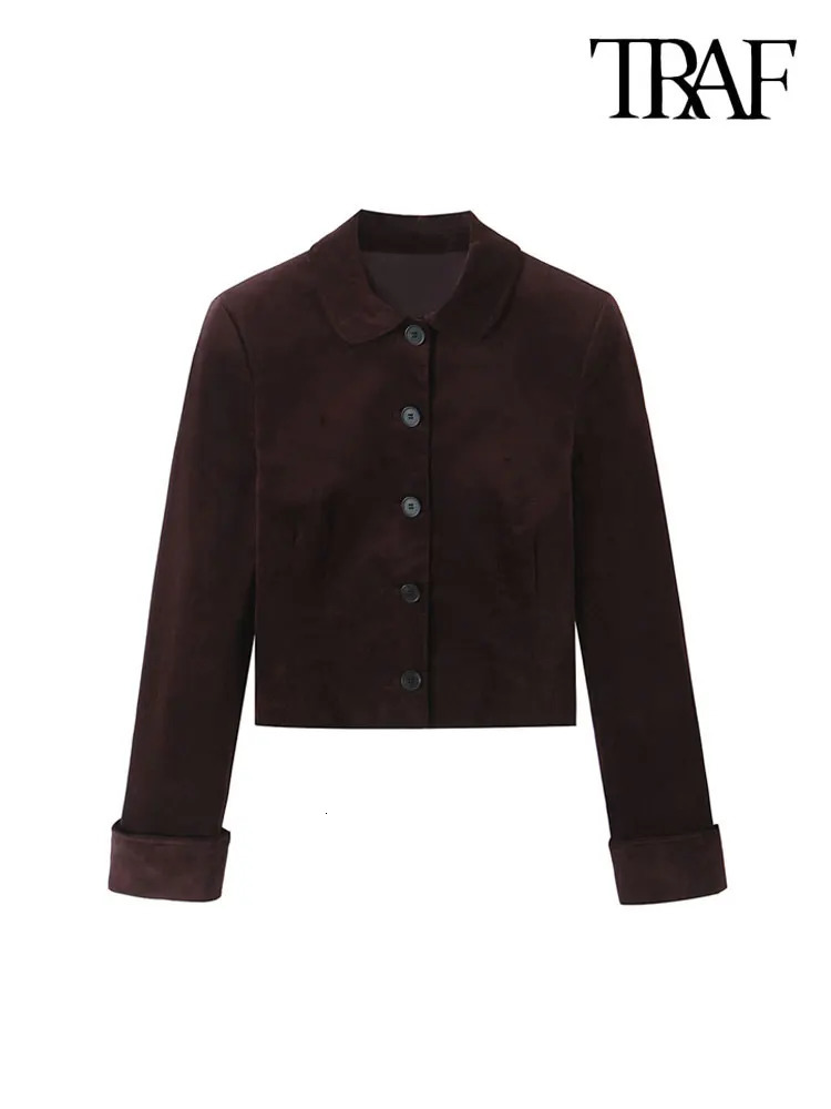 TRAFWomens Front Button Velvet Cropped Jacket Coat and Low Waist with Belt Mini Skirt Female Two Piece Sets Chic Fashion 250214