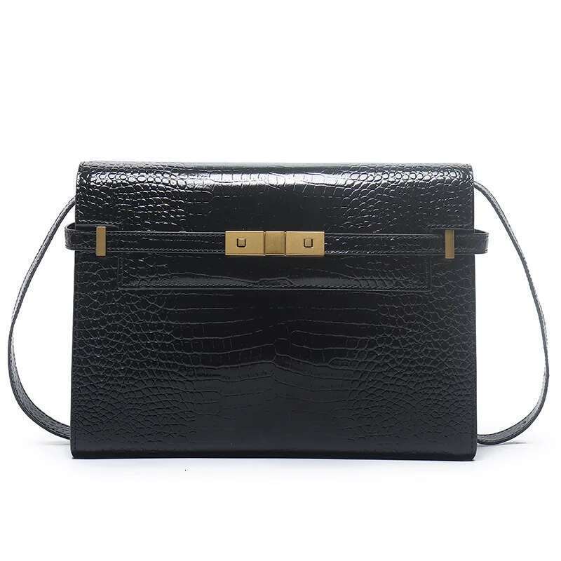 New Ladies Square Tofu Cowhide Trendy Crocodile Pattern One Shoulder Messenger Women's Design Brand Bag